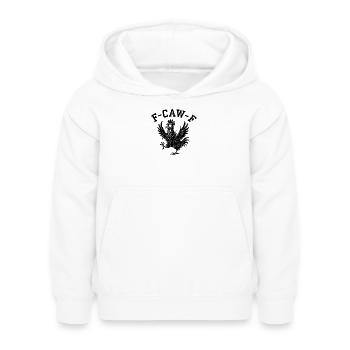 Silhouette du coq F-Caw-F - Sweat à capuche Enfant - blanc - Devant - AI Model Kid Female (0cm)