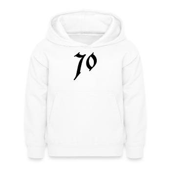 70. 70 ANS. 70e ANNIVERSAIRE. ANNIVERSAIRE 70 ANS. - Sweat à capuche Enfant - blanc - Devant - AI Model Kid Female (0cm)