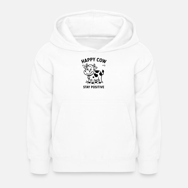 Vache heureuse - Sweat à capuche Enfant - blanc