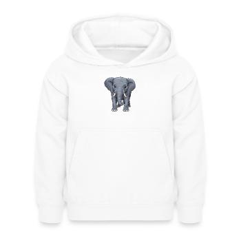 Une sympathique petite dame éléphant - Sweat à capuche Enfant - blanc - Devant - AI Model Kid Female (0cm)