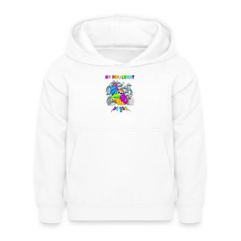 be different - Kinder Hoodie - Weiß - Vorne - AI Model Kid Female (0cm)