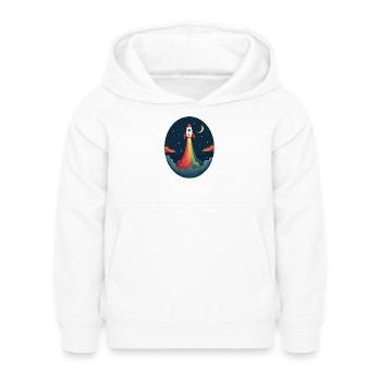 Launched Out - Niemals zurückblicken - Kinder Hoodie - Weiß - Vorne - AI Model Kid Female (0cm)