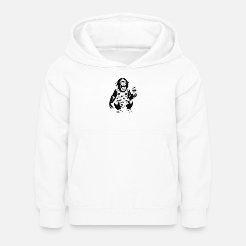 Lachendes Äffchen mit Eis - Kinder Hoodie - Weiß