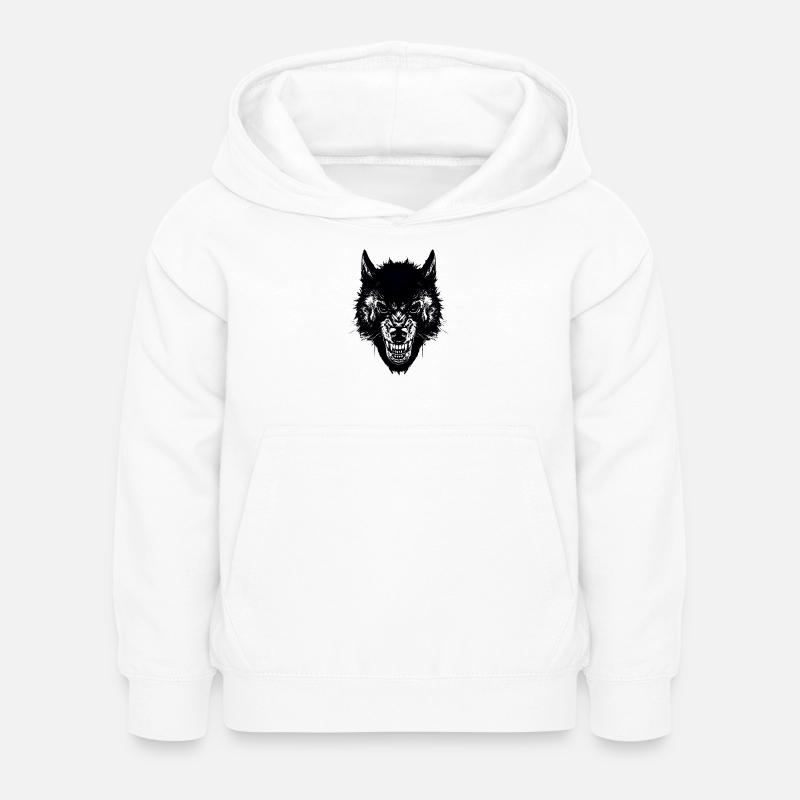 loup - Sweat à capuche Enfant - blanc