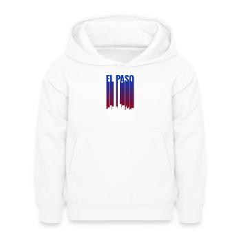 El Paso Skyline Gradient - Kinder Hoodie - Weiß - Vorne - AI Model Kid Female (0cm)