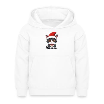 Chat Noël - Sweat à capuche Enfant - blanc - Devant - AI Model Kid Female (0cm)