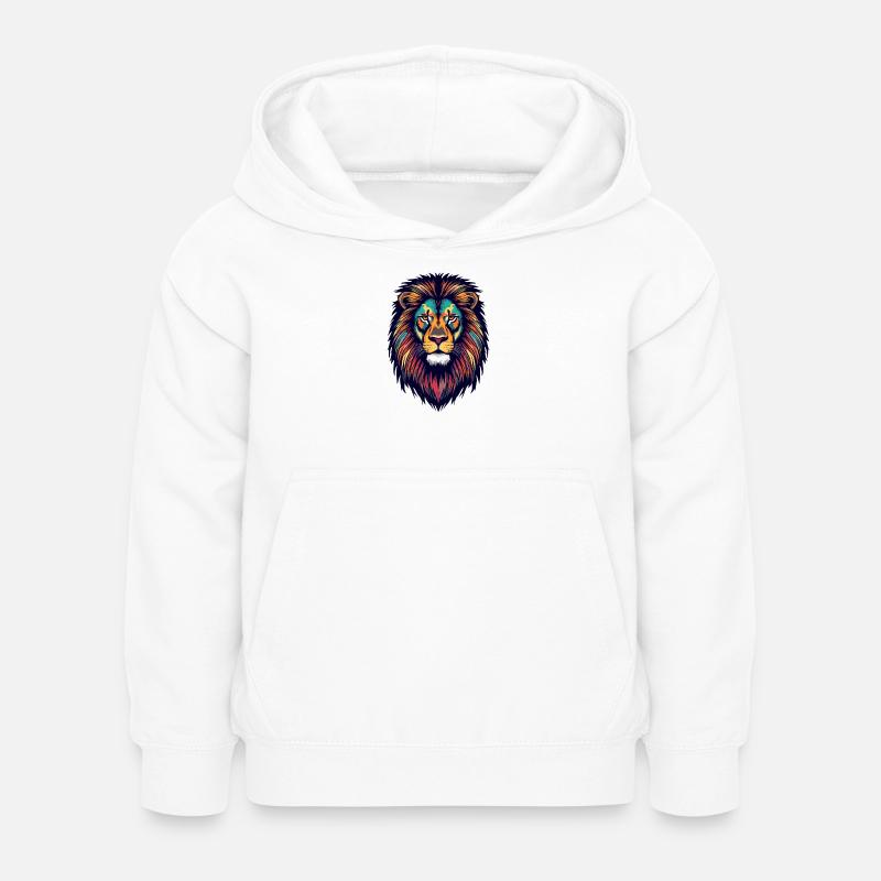 Leuchtender Löwe Farbexplosion - Kinder Hoodie - Weiß