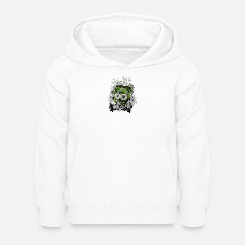 Ornement en forme de cercle de fleurs vert - Sweat à capuche Enfant - blanc
