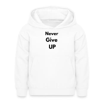 Never give up - Sweat à capuche Enfant - blanc - Devant - AI Model Kid Female (0cm)