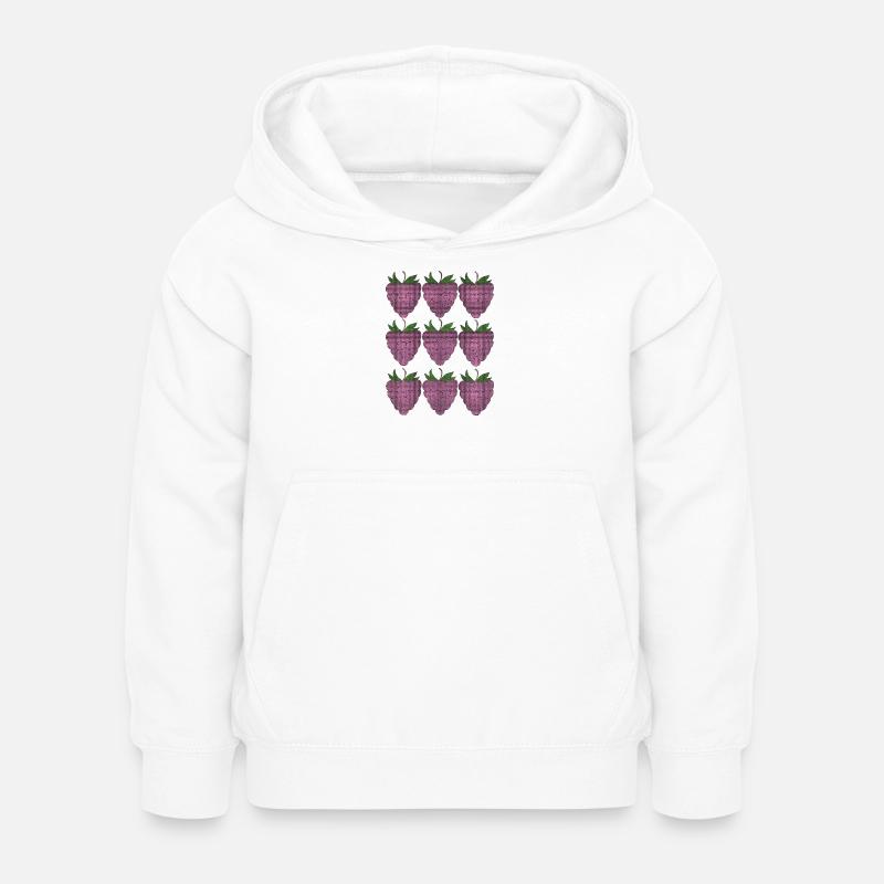 raspberry pattern textile - Kids Hoodie - white