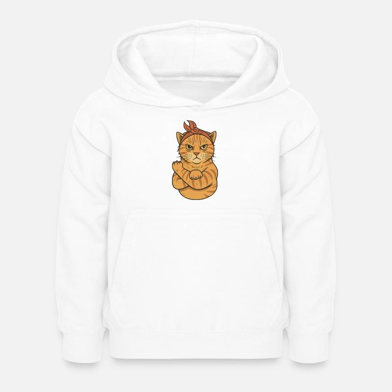Gatto di potere - Felpa con cappuccio per bambini - bianco