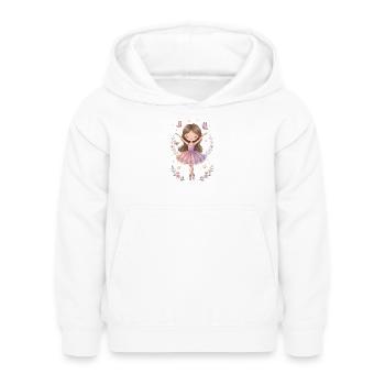 Ballerina Girl – Cute Ballet Design with Star - Kids Hoodie - white - Front - AI Model Kid Female (0cm)