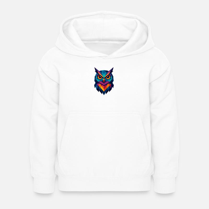 Hibou | Impression de tête de hibou - Sweat à capuche Enfant - blanc