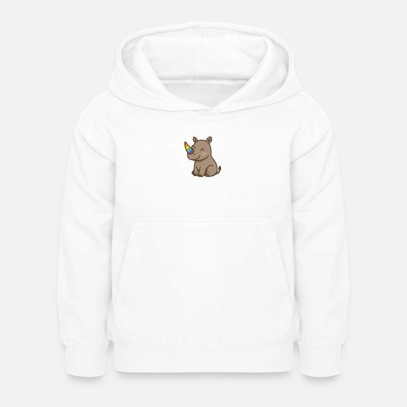 Rhinocéros arc-en-ciel - Sweat à capuche Enfant - blanc
