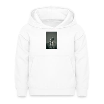 Monitored Minimal Surveillance Poster - Kinder Hoodie - Weiß - Vorne - AI Model Kid Female (0cm)