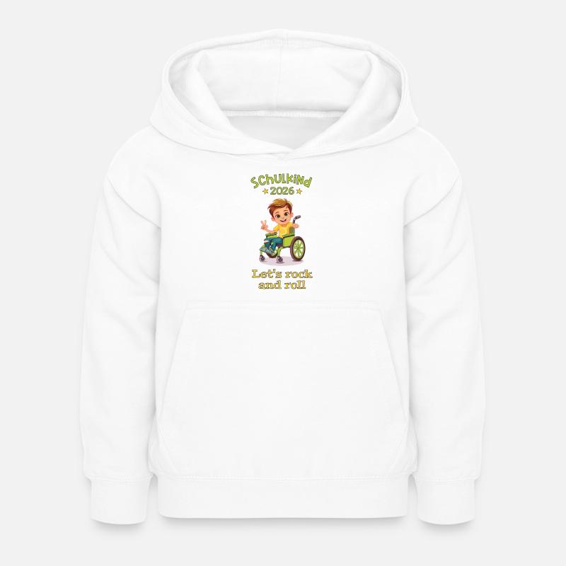 Schulanfang - Einschulung - Junge - Rollstuhl - Kinder Hoodie - Weiß