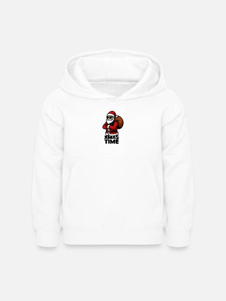 Cooler Santa mit Geschenksack - Kinder Hoodie - Weiß