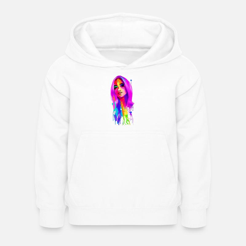 Lady 70's rétro - Sweat à capuche Enfant - blanc