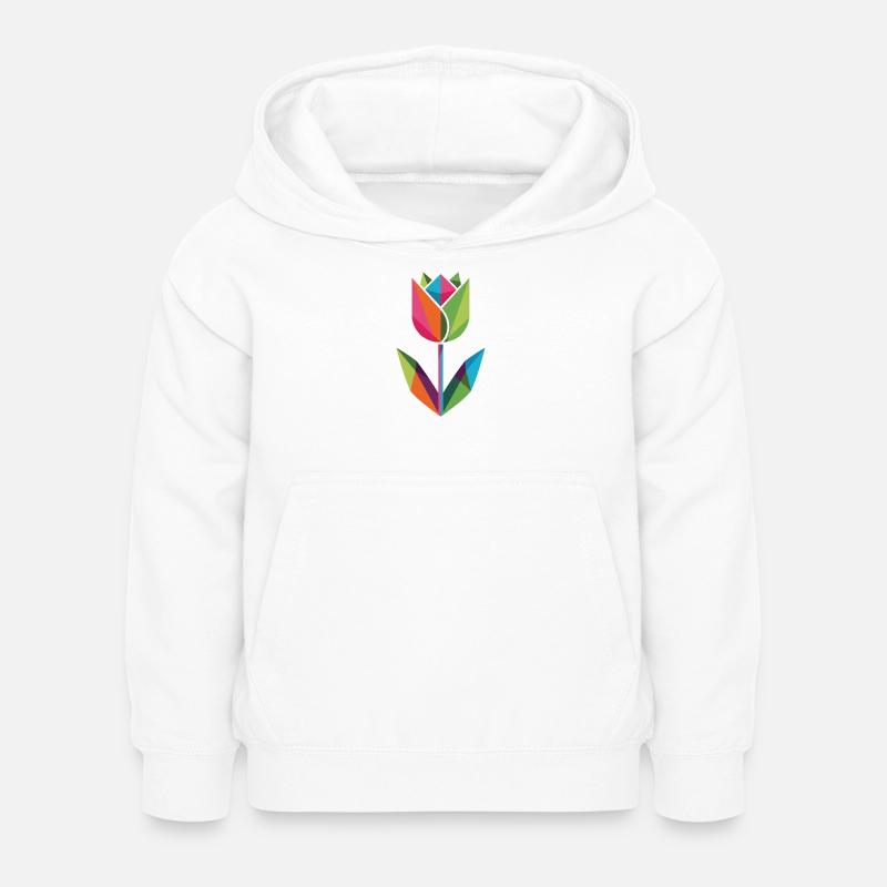 Tulipe géométrique aux couleurs du prisme - Sweat à capuche Enfant - blanc