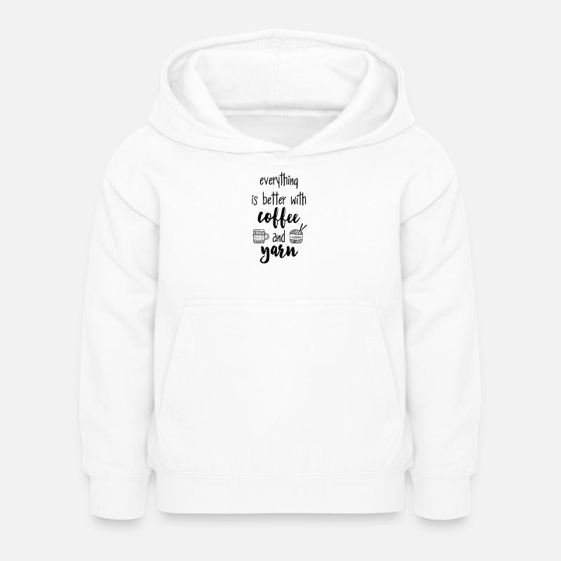 Coffee & Yarn. Everything is better with coffee & wool - Kids Hoodie - white