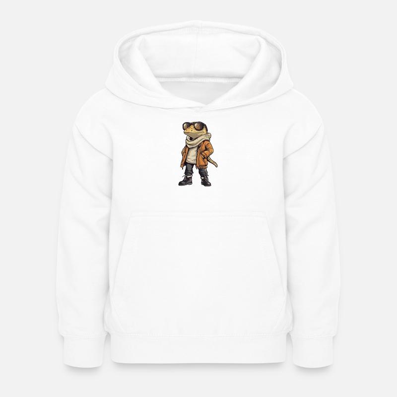 Echse Cool Winter - Kinder Hoodie - Weiß