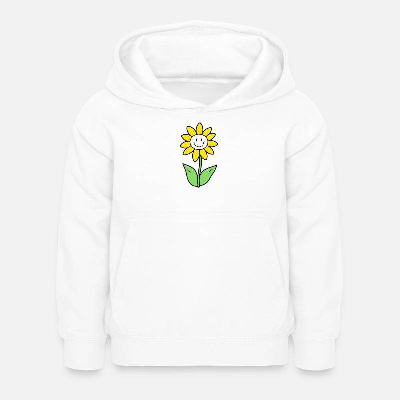 Graphique de tournesol souriant - Sweat à capuche Enfant - blanc