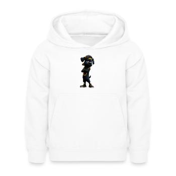 Chien streetwear avec chaîne en or - Sweat à capuche Enfant - blanc - Devant - AI Model Kid Female (0cm)