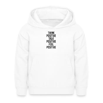 Denken Sie positiv, sprechen positiv, fühlen Sie sich positiv - Kinder Hoodie - Weiß - Vorne - AI Model Kid Female (0cm)