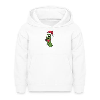 Cornichon festif au chapeau de Père Noël - Sweat à capuche Enfant - blanc - Devant - AI Model Kid Female (0cm)