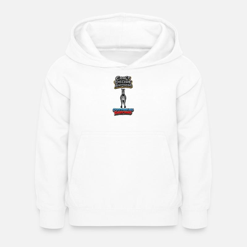 Zebra Overthinking Graphics - Kids Hoodie - white