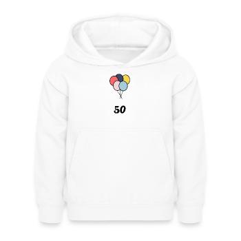 50. 50 ANS. 50e ANNIVERSAIRE. ANNIVERSAIRE 50 ANS. - Sweat à capuche Enfant - blanc - Devant - AI Model Kid Female (0cm)