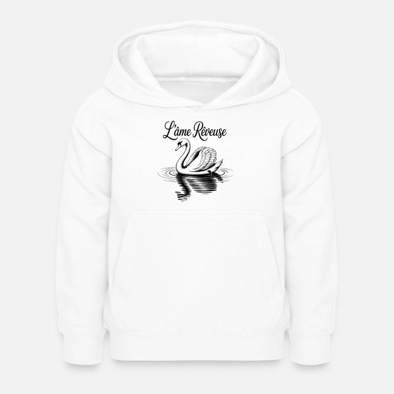 Romantischer schwarzer Schwan auf dem Wasser - Kinder Hoodie - Weiß