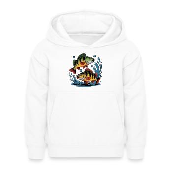 Zwei Barsche – Anglerdesign für Sportfischer - Kinder Hoodie - Weiß - Vorne - AI Model Kid Female (0cm)