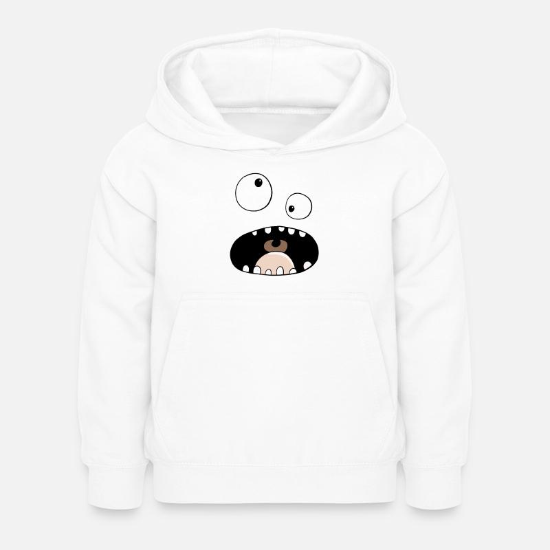 Visage de monstre drôle de bande dessinée - Sweat à capuche Enfant - blanc
