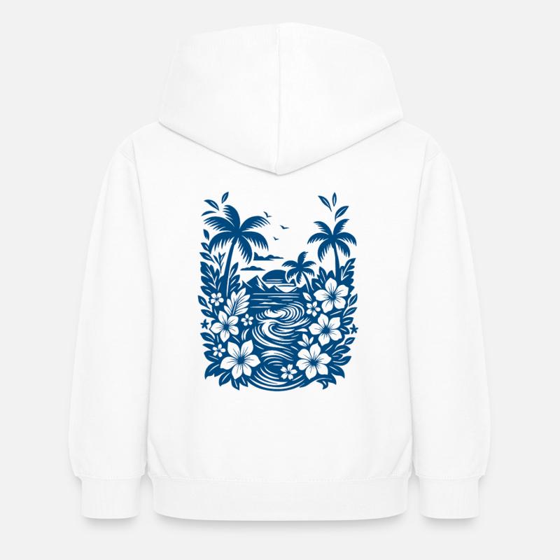 Bleu de plage - Sweat à capuche Enfant - blanc