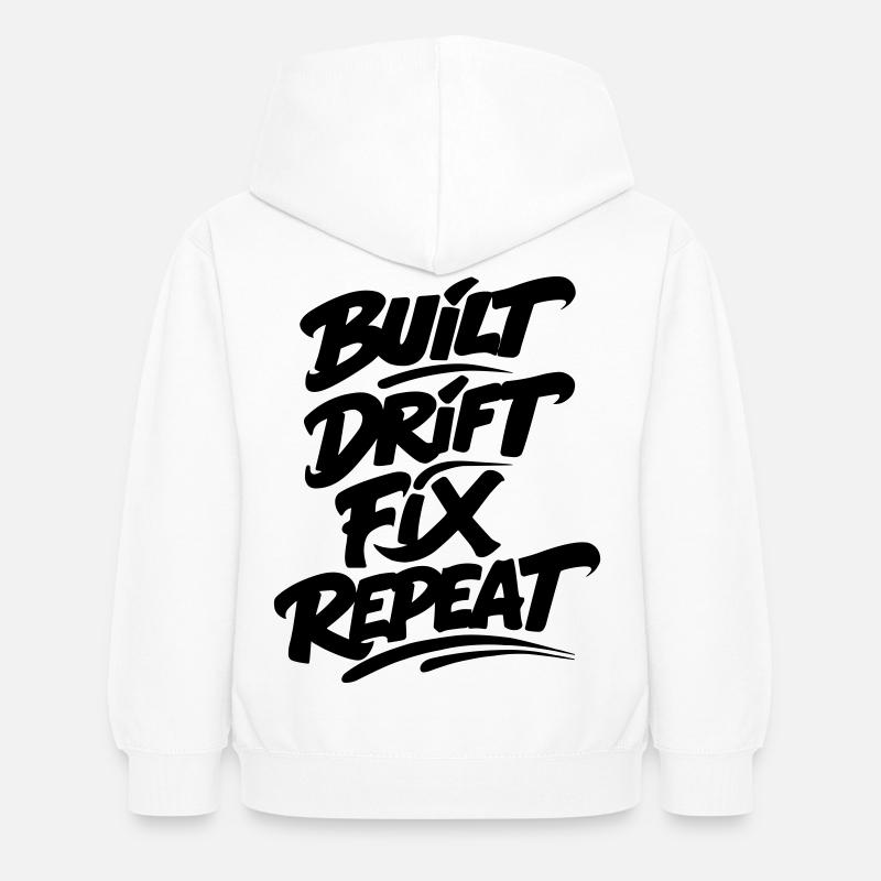 Built Drift Fix Repeat v2 - Kinder Hoodie - Weiß