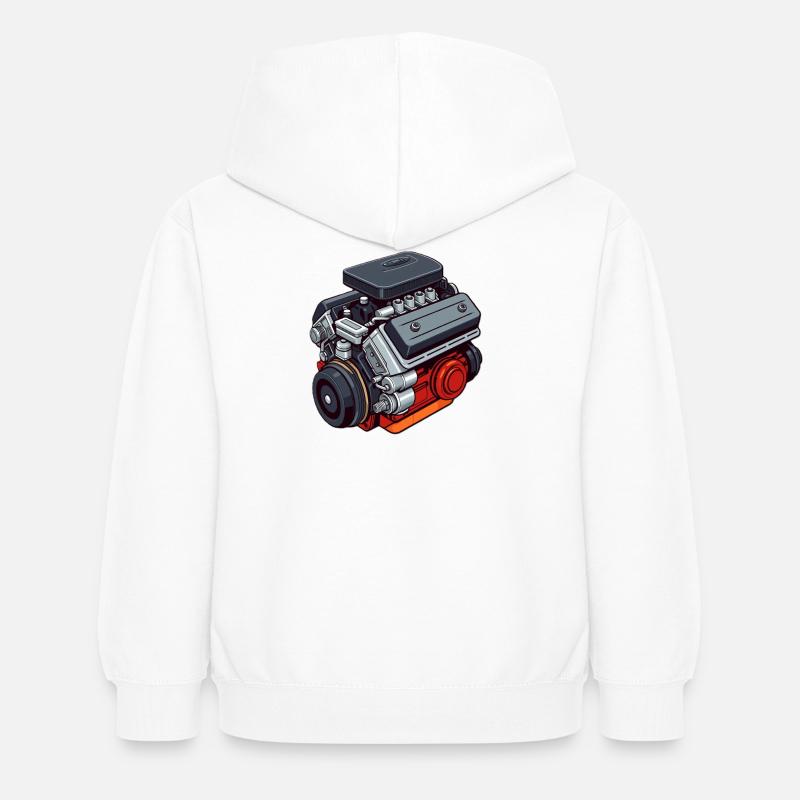 Thème moteur : Classique et puissance - Sweat à capuche Enfant - blanc