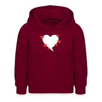 Bulle de dialogue avec des cœurs - Sweat à capuche Enfant - bordeaux - Devant - AI Model Kid Female (0cm)