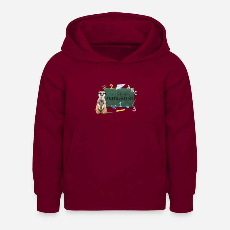 Erdmännchen Einschulung - Kinder Hoodie - Bordeaux