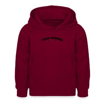 Team Mitglied - Kinder Hoodie - Bordeaux - Vorne - AI Model Kid Female (0cm)