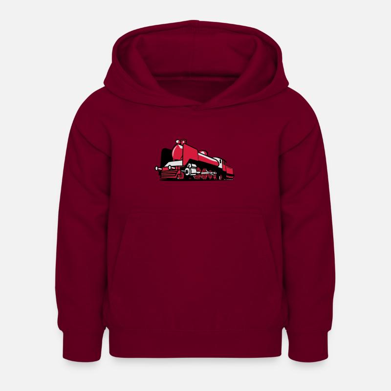 dampflok chemin de fer tendre - Sweat à capuche Enfant - bordeaux