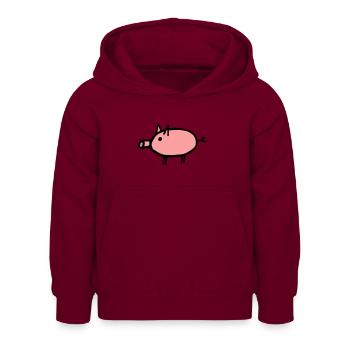 Schwein - Kinder Hoodie - Bordeaux - Vorne - AI Model Kid Female (0cm)