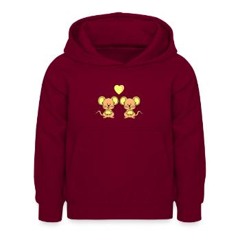 Souris amoureuses - Sweat à capuche Enfant - bordeaux - Devant - AI Model Kid Female (0cm)