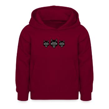 Wolf Kopf Gruppe Rudel - Kinder Hoodie - Bordeaux - Vorne - AI Model Kid Female (0cm)