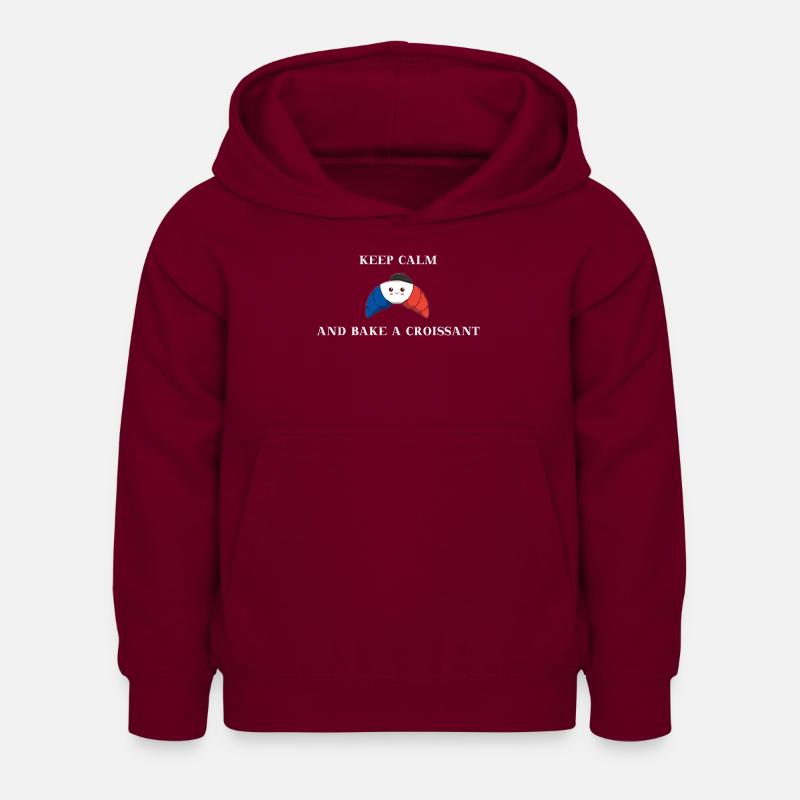 Keep calm and bake a croissant Geschenkidee - Kinder Hoodie - Bordeaux