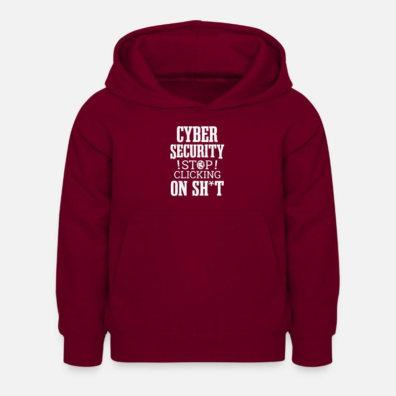 Cybersecurity Hacking Don't Click IT Hacker - Kids Hoodie - bordeaux