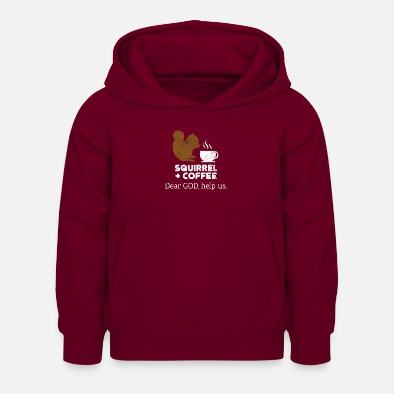 Eichhörnchen plus Kaffee Lieber Gott, hilf uns Streifenhörnchen - Kinder Hoodie - Bordeaux