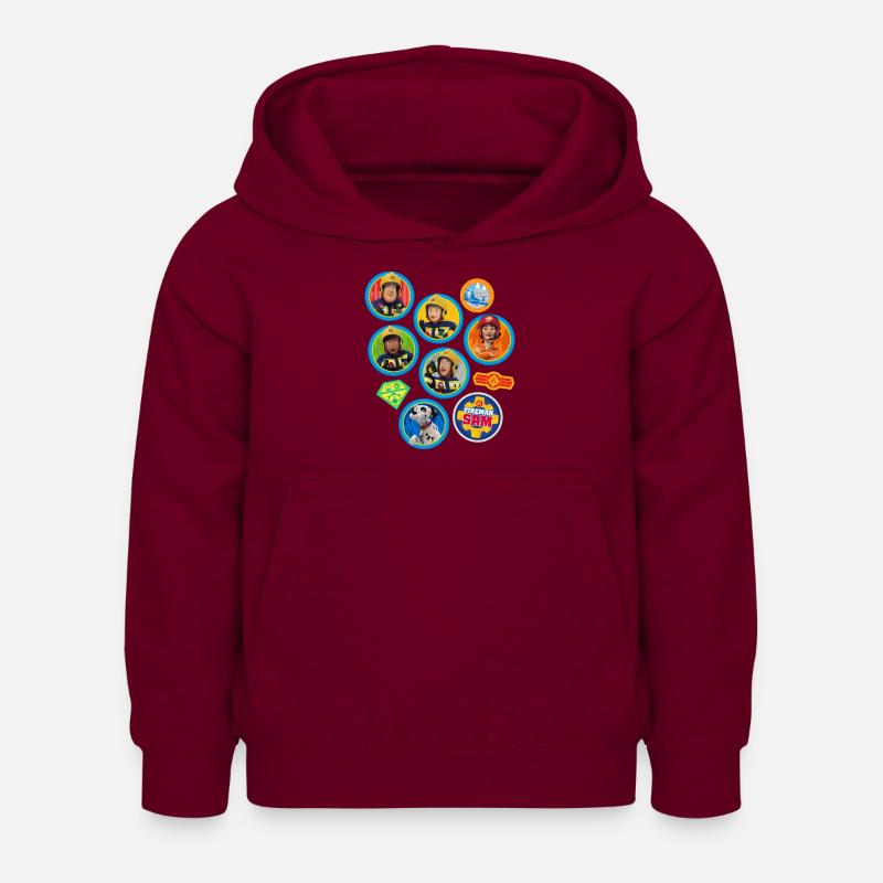 Sam Le Pompier™ Design De L'Écusson Des Pompiers - Sweat à capuche Enfant - bordeaux
