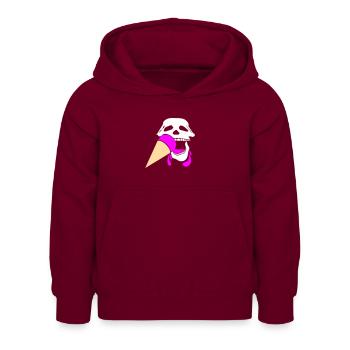 Crâne avec de la crème glacée - Sweat à capuche Enfant - bordeaux - Devant - AI Model Kid Female (0cm)