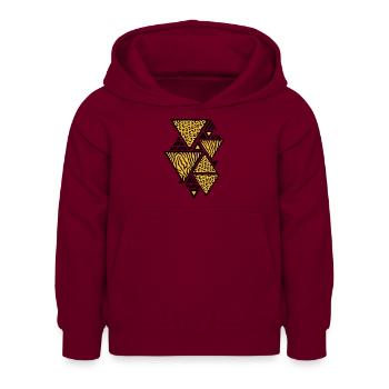 Dreiecks-Muster (Tiger / Leopard) - Kinder Hoodie - Bordeaux - Vorne - AI Model Kid Female (0cm)